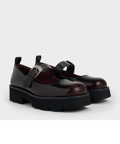 CHARLES & KEITH リッジッドソールチャンキーメリージェーン 40 バックル リッジッドソールチャンキーメリージェーン