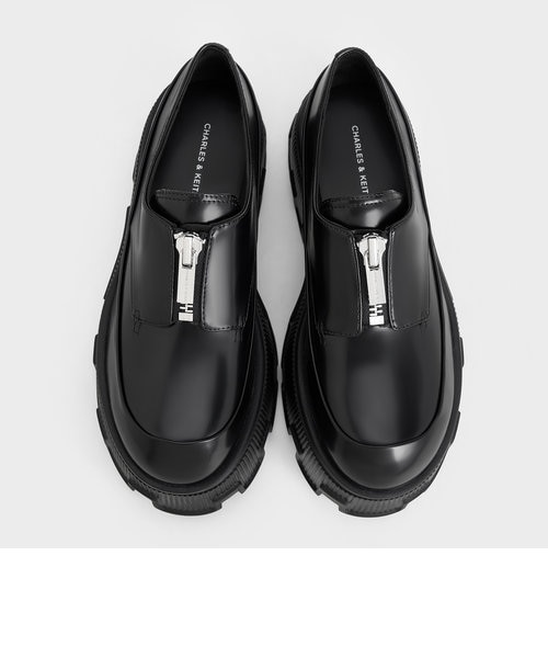 CHARLES & KEITH ジップアップ プラットフォームローファー ジップアップ プラットフォームローファー｜チャールズ＆キースの通販
