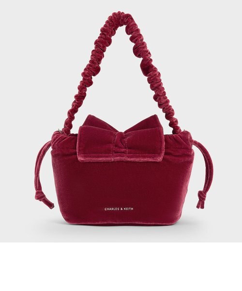 CHARLES & KEITH◆ベルベットボウ ルーシュトップハンドルバッグ ベルベットボウ ルーシュドトップハンドルバッグ｜チャールズ