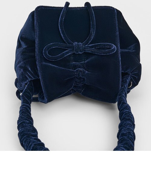 ベルベットボウ ルーシュドトップハンドルバッグ｜チャールズ＆キース