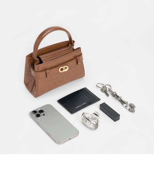 Aubrielle オブリエル クロックエフェクトトップハンドルバッグ