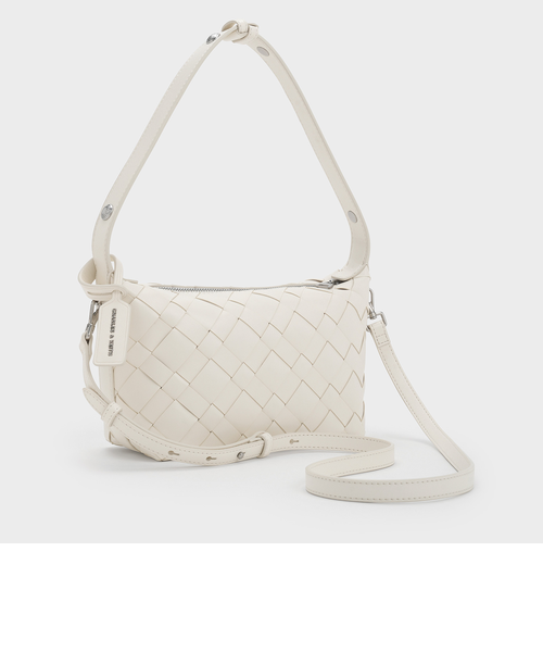 charles&keith ❤︎イヴェット ウーブンショルダーバッグ　クリーム CHARLES ＆ KEITH ショルダーバッグ バッグ Ivette イヴェット