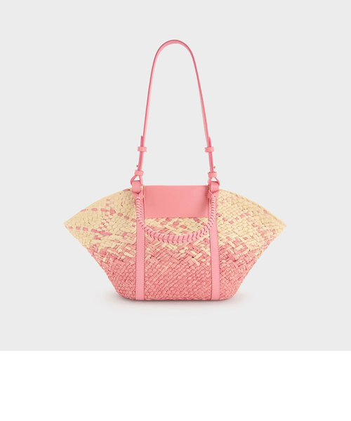 【完売商品】チャールズキース　シャリア ラフィアウーブンバケツバッグ CHARLES & KEITH Shalia シャリア ラフィアウーブンバケツバッグ