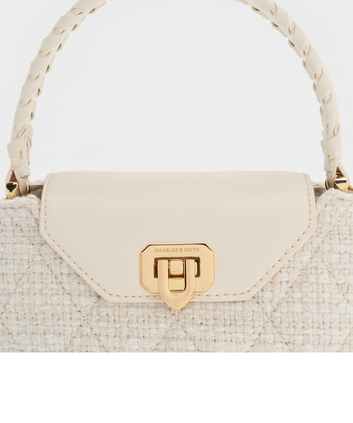 noa  チャールズ&キースArwen ツイードキルトクリームツイード Arwen アルウェン ツイードキルトトップハンドルバッグ