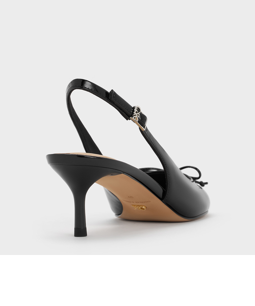 パテントレザー スリングバック キトゥンヒール Aretha アレサ パテントレザーボウスリングバックキトゥンヒール