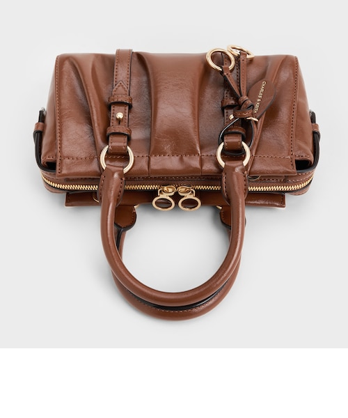 【新品】Charles&Keithブリットンルーシュドトップハンドルトートバッグ Britton ブリットン ルーシュドトップハンドルトートバッグ
