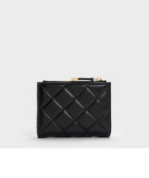 CHARLES&KEITH キルティングトップジップ スモールウォレット ブルー Alva アルヴァ キルティングトップジップ スモールウォレット