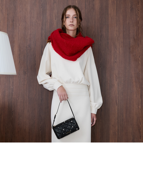 Janie ジェイニー パールエンベリッシュドキルトショルダーバッグ