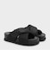 サテン エンブロイダリーフラワー クロスオーバー サンダル