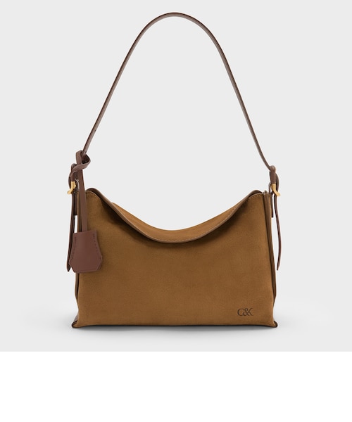 極美品】CHARLES & KEITH ホーボーバッグ L トープ 保存袋付き