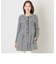 ハウンドトゥースツイードノーカラー ロングジャケット