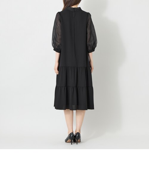 冨張愛さん着用】シアースリーブ ボウタイティアード ワンピース