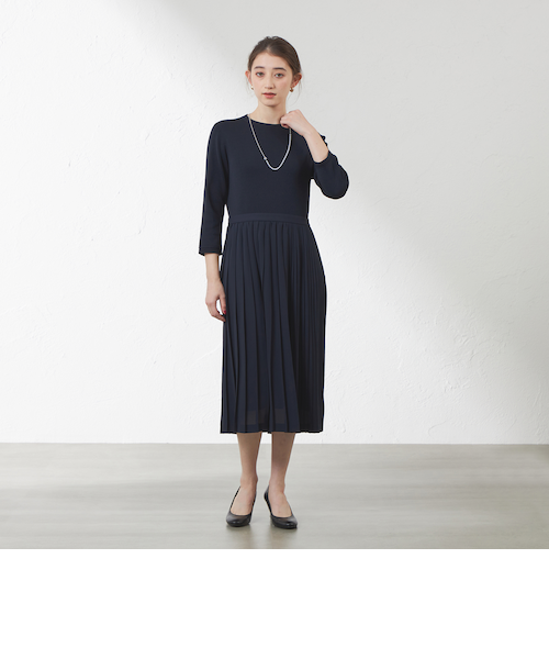 布帛コンビニットワンピワンピース｜アマカの通販｜&mall（アンド