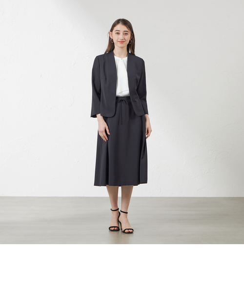 リネンライクポリエステルノーカラージャケット｜アマカの通販｜&mall