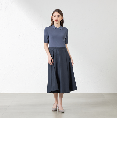 布帛コンビニットワンピース｜アマカの通販｜&mall（アンドモール