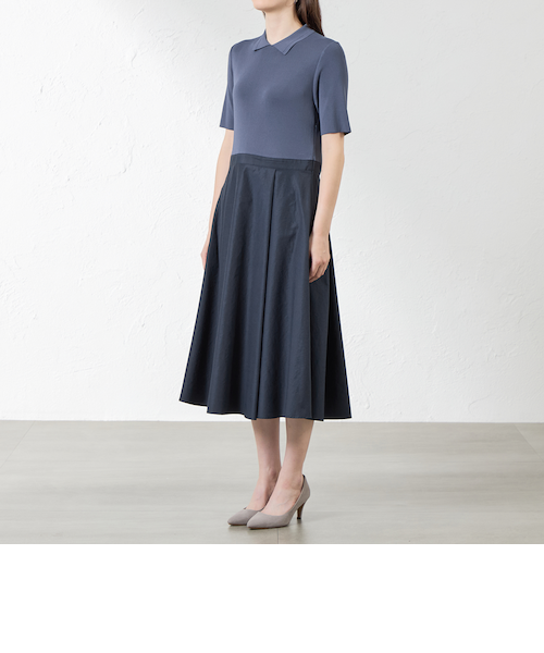 布帛コンビニットワンピース｜アマカの通販｜&mall（アンドモール