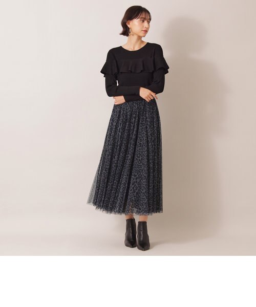 美品 EPOCA THE SHOP エポカ チュールレオパードプリントスカート