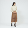 パンチングシンセティックレザー プリーツスカート