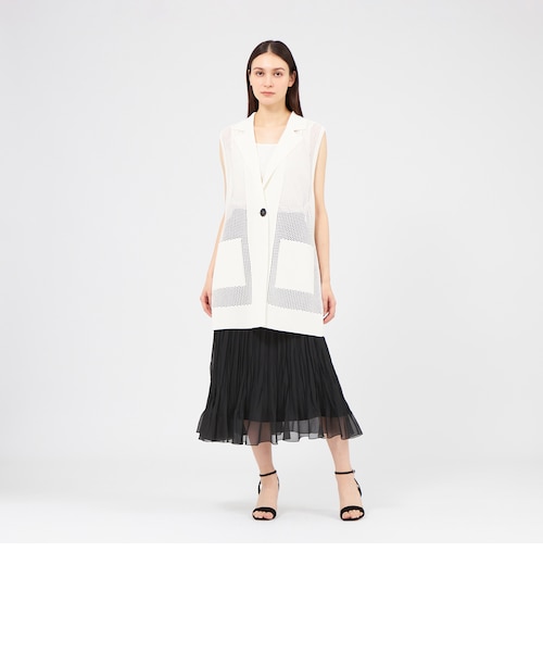 EPOCAエポカ【La maglia estate】バックメッシュ ロングジレ La maglia estate】 メッシュニットロングジレ｜エポカの通販｜&mall