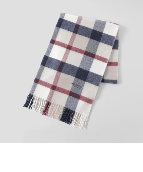 クレストブリッジチェックウォッシャブルカシミヤストール｜ブルー