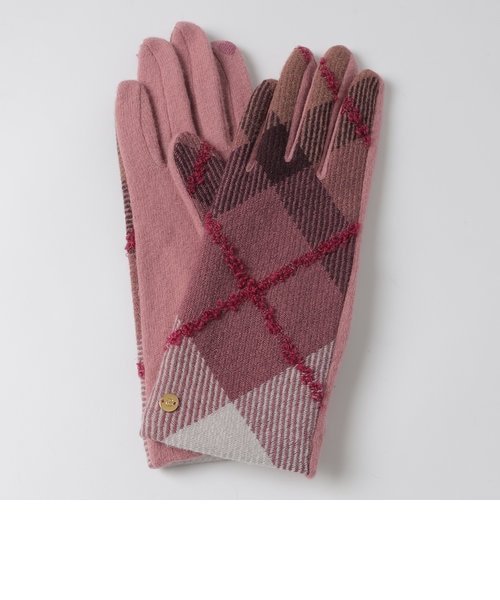 クレストブリッジチェックループヤーンツイードグローブ｜ブルー