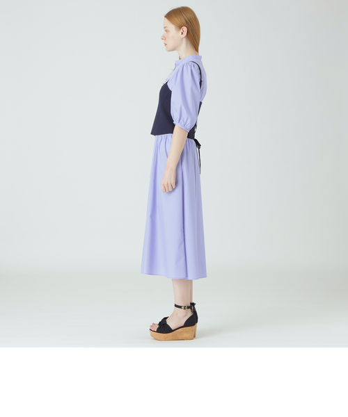 Blue Lab:EZUMi】ニットビスチェシャツドレス｜ブルーレーベルブラック