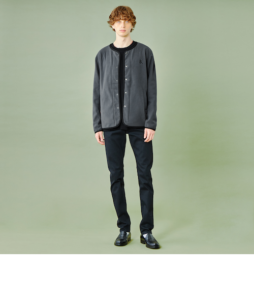 【新品】ブラックレーベル　パーシャルチェックフリースカーディガン　L BLACK LABEL CRESTBRIDGE ライトグレー パーシャルチェック