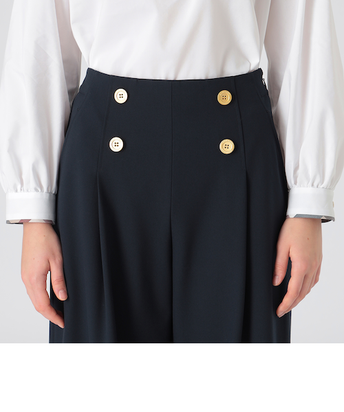 BLUE LABEL　CRESTBRLDGE ウールライクツイルガウチョパンツ ウールライクソフトツイルマリンパンツ｜ブルーレーベルブラック