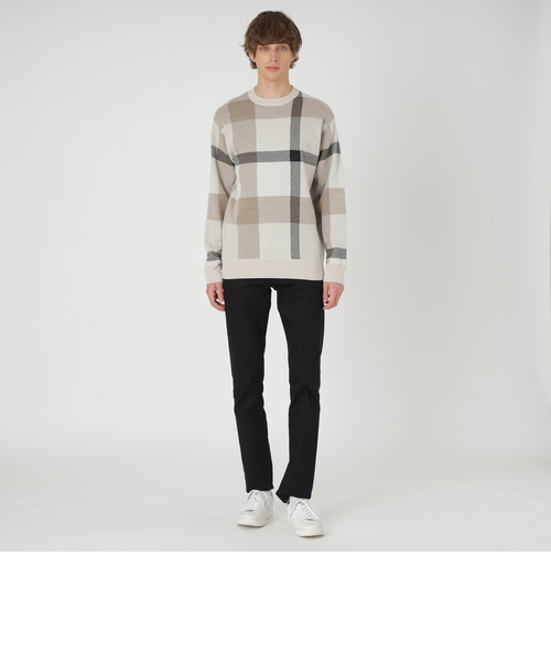 メランジクレストブリッジチェックニット｜ブルーレーベルブラック