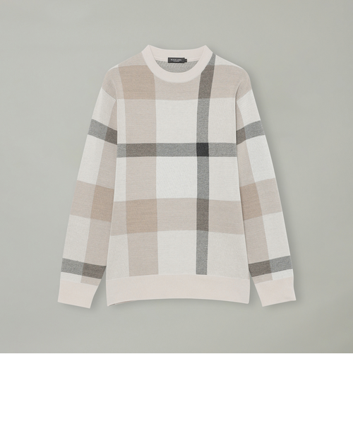 メランジクレストブリッジチェックニット｜ブルーレーベルブラック