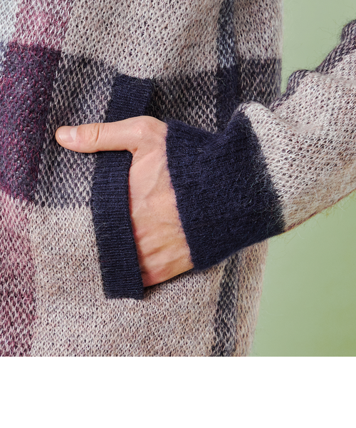 WEB限定】シャギーチェックニットカーディガン｜ブルーレーベル