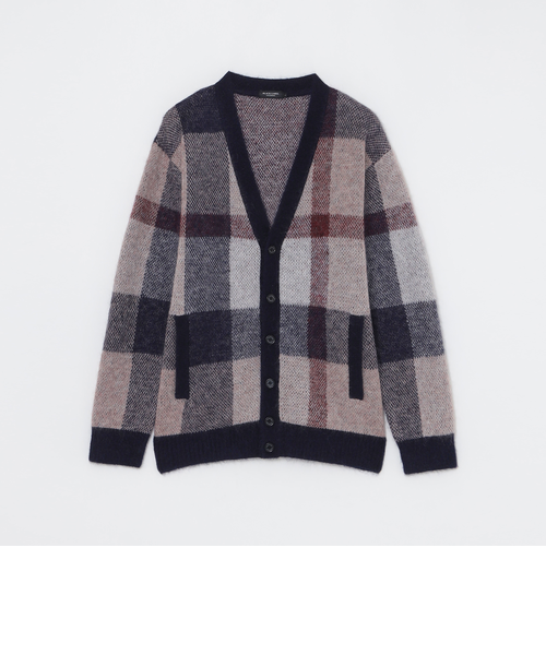 WEB限定】シャギーチェックニットカーディガン｜ブルーレーベル
