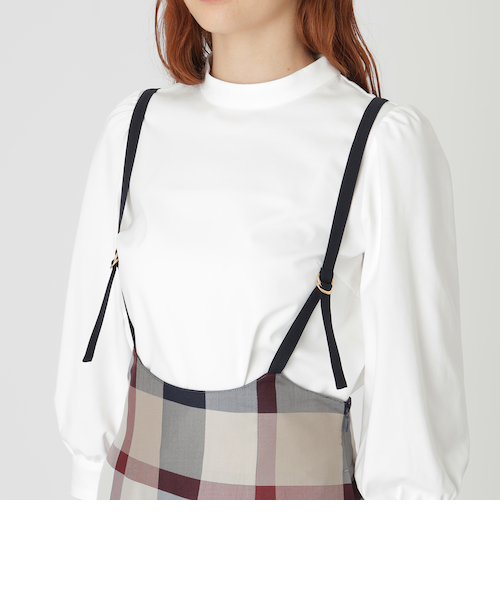 クレストブリッジチェッククロッシングツイルサロペットスカート