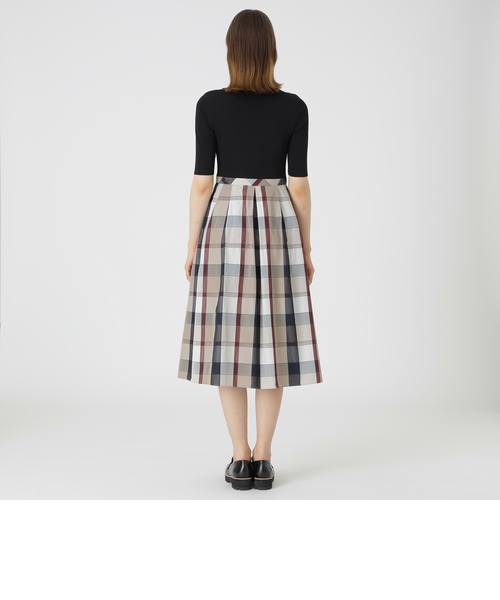 新品　クレストブリッジチェックドビータフタニットドッキングドレス ワンピース セール】クレストブリッジチェックドビータフタニットドッキング