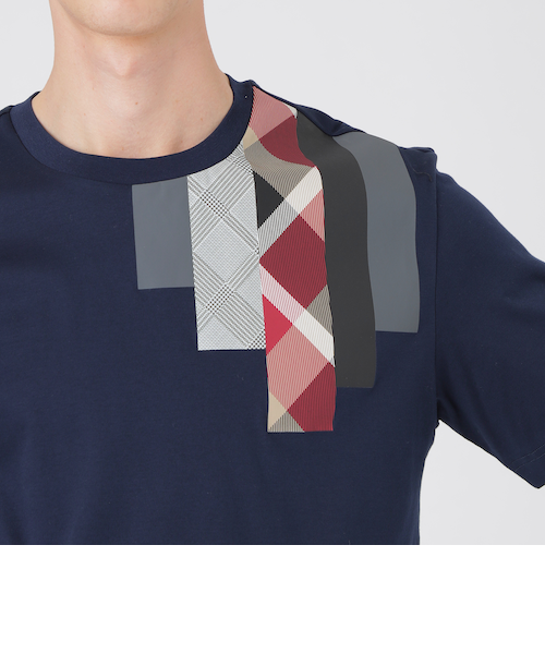 一部店舗限定】ストライプチェックTシャツ｜ブルーレーベルブラック