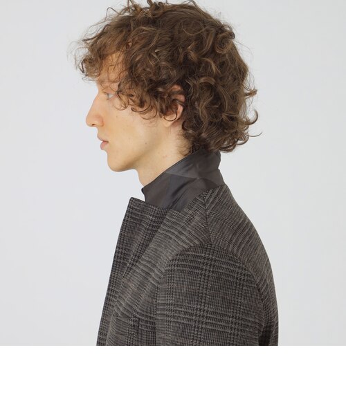 グレンチェックウールジャージージャケット｜ブルーレーベルブラック