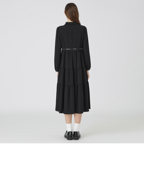 【未使用】ブルーレーベル ジョーゼット ビンテージ ドレス ワンピース 黒 36 BLUE LABEL CRESTBRIDGE（ブルーレーベルクレストブリッジ）の