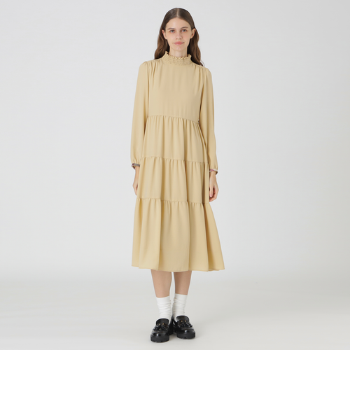 【未使用】ブルーレーベル ジョーゼット ビンテージ ドレス ワンピース 黒 36 BLUE LABEL CRESTBRIDGE（ブルーレーベルクレストブリッジ）の