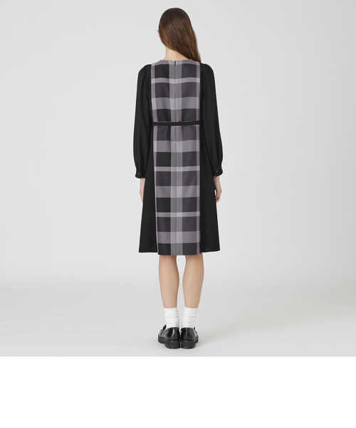 スムージーサテンパーシャルチェックドレス｜ブルーレーベルブラック
