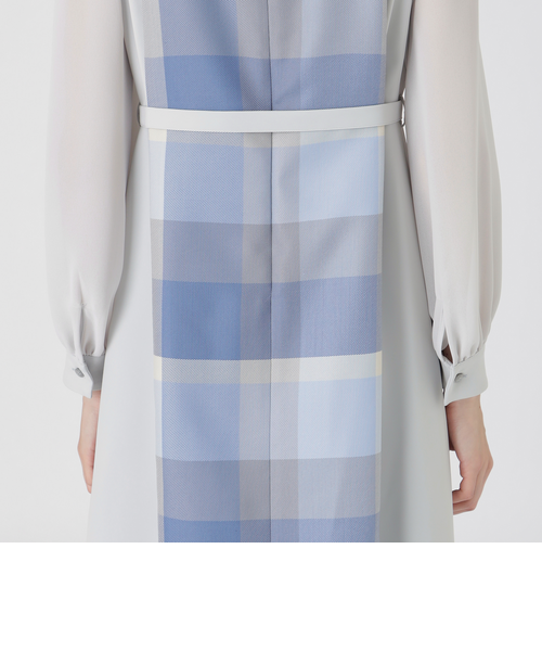 スムージーサテンパーシャルチェックドレス｜ブルーレーベルブラック