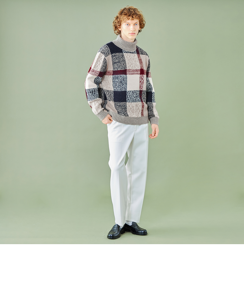 ブルーレーベル クレストブリッジ タートルネック ニット セーターサイドチェック WEB・一部店舗限定】クレストブリッジチェックタートルネック