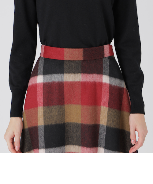 クレストブリッジチェックブライト起毛フレアスカート クレストブリッジチェックブライト起毛フレアスカート｜ブルー