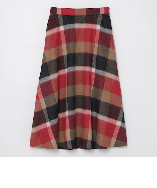 クレストブリッジチェックブライト起毛フレアスカート|ブルー クレストブリッジチェックブライト起毛フレアスカート|ブルー