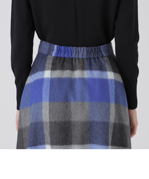 クレストブリッジチェックブライト起毛フレアスカート｜ブルーレーベル