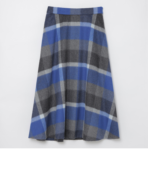 クレストブリッジチェックブライト起毛フレアスカート クレストブリッジチェックブライト起毛フレアスカート｜ブルー
