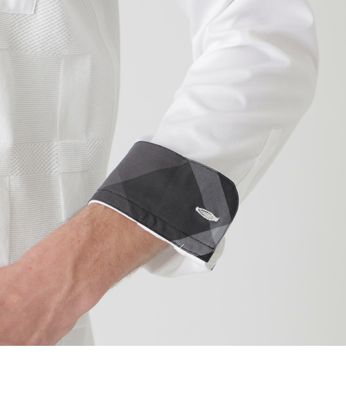 シャドーチェックニットドッキングシャツ｜ブルーレーベルブラック