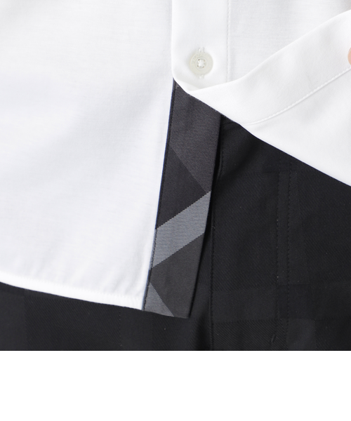 シャドーチェックニットドッキングシャツ｜ブルーレーベルブラック