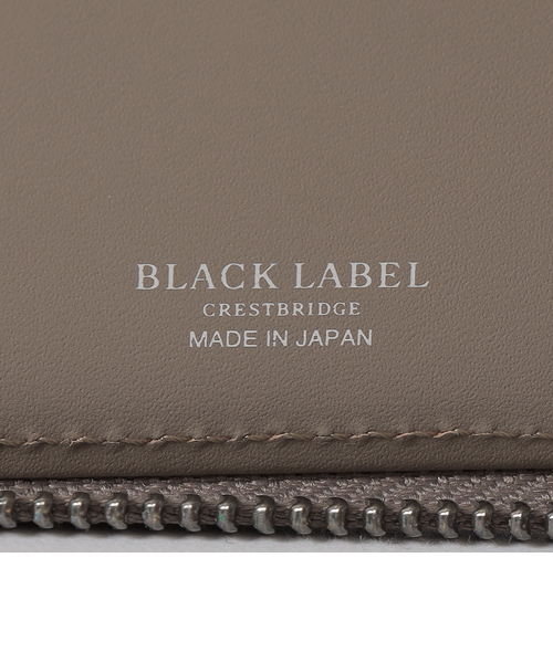 エンボスレザークレストブリッジチェックラウンドジップウォレット