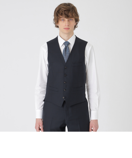 MIYUKI TOPネイビーシャドーグレンチェックスリーピーススーツ｜ブルー