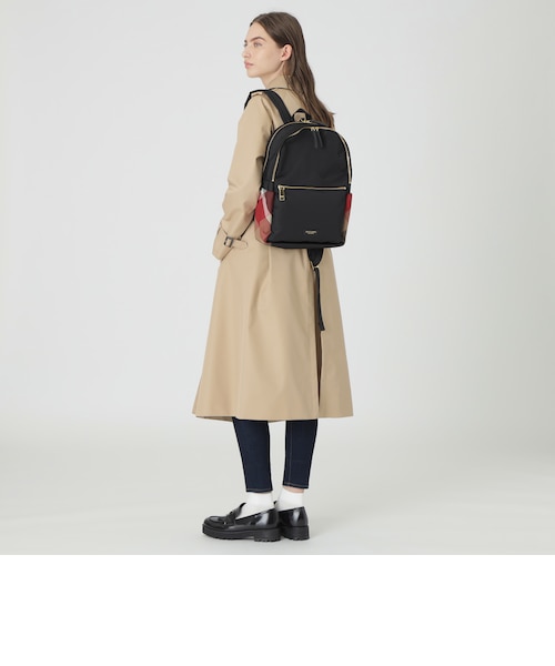 パーシャルクレストブリッジチェックナイロンバックパック｜ブルー
